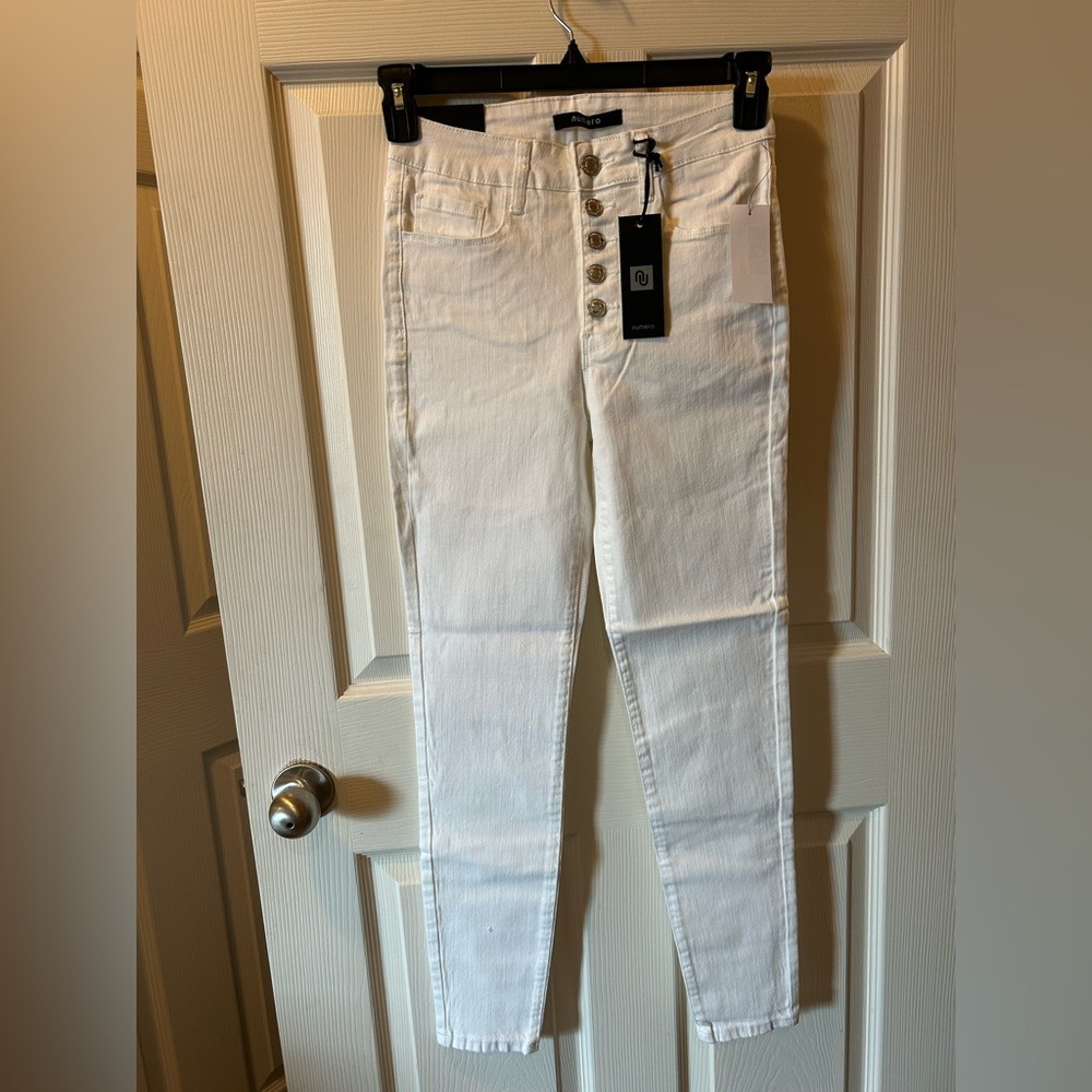 Numero Size 27 High Rise White Button Jeans Verona Ankle High Rise Skinny NWT
